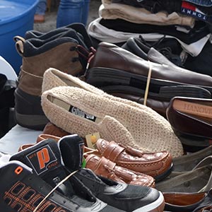 Hundreds of shoes were given out.